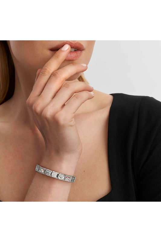 Orijinal İtalyan Charm Bileklik Kişiselleştirilebilir Çelik - Gümüş Kalp Hediyeli Made in Italy