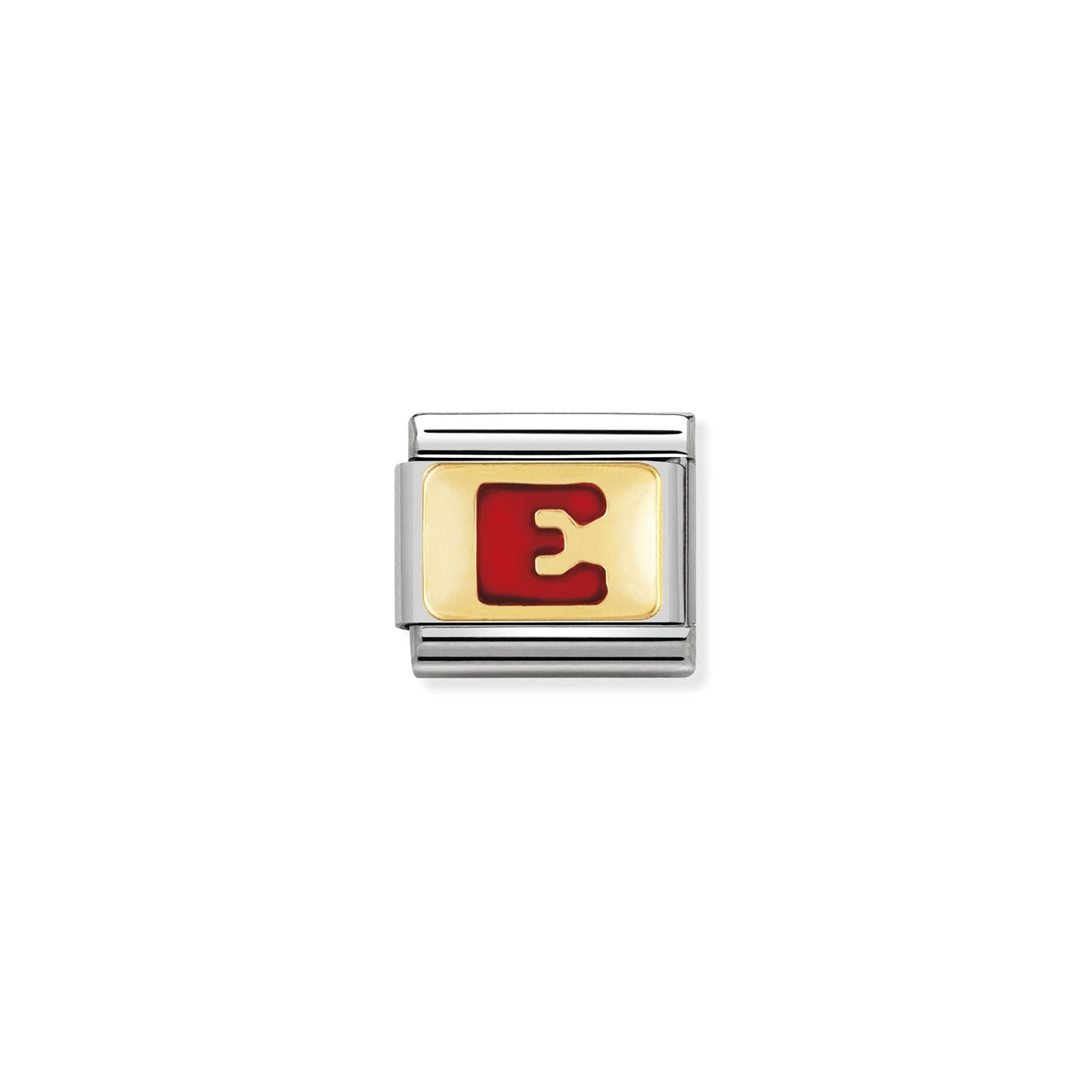 Composable Classic Dekoratif Link - Harfler Kırmızı - E - (05 E) 18K Altın