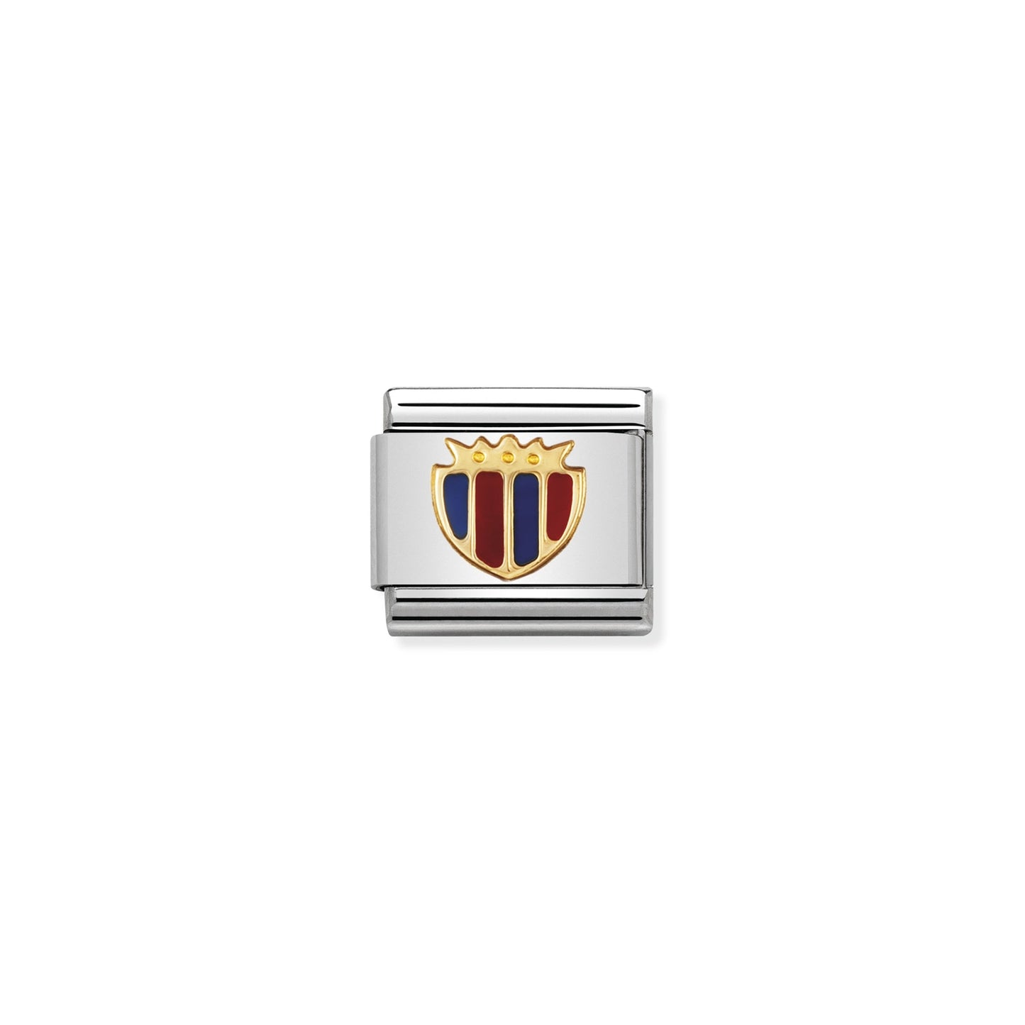 Composable Classic Dekoratif Link - Futbol İtalyan - Kırmızı mavi arma - 18K Altın