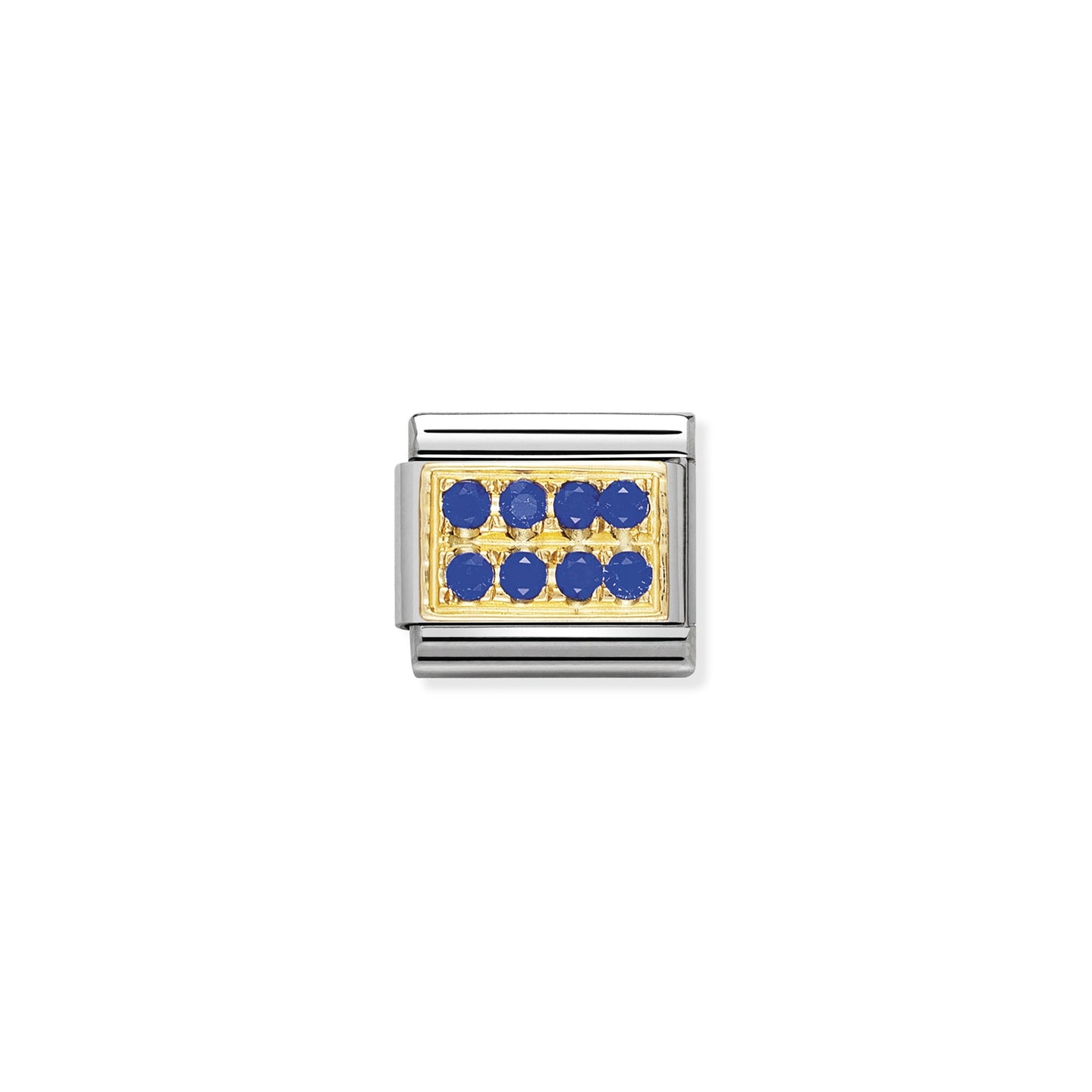 Composable Classic Dekoratif Link - Taş Kaplama - Taşlı Plaka - (04 Blue) 18K Altın Zirkon