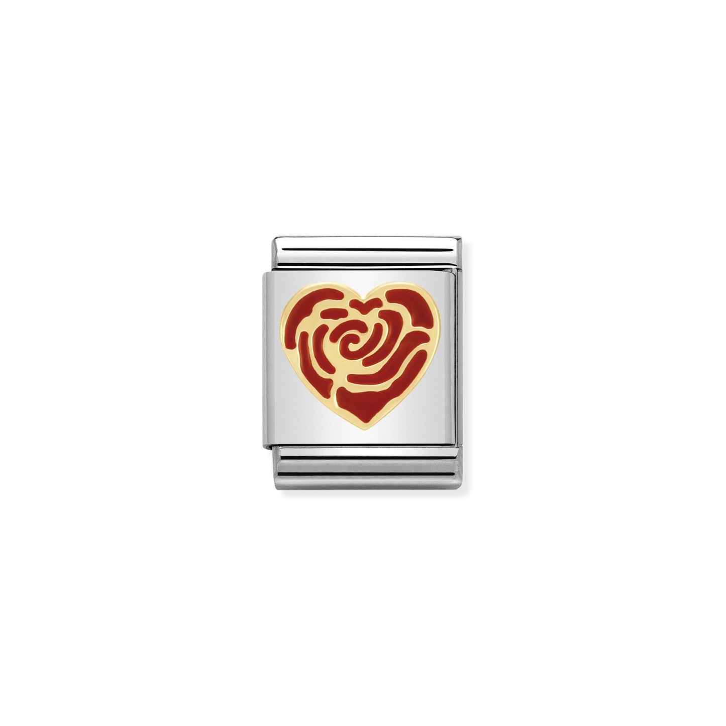 Composable Big Dekoratif Link - Aşk - Kırmızı Gül Kalbi - (33 Red rose heart) 18K Altın