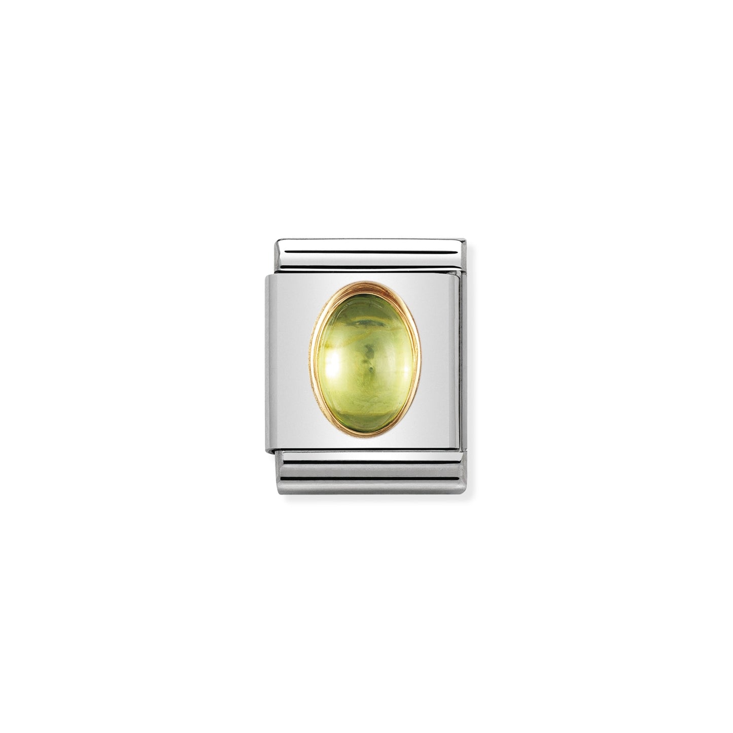 Composable Big Dekoratif Link - Taşlar Oval - Peridot - (05 PERIDOT) 18K Altın