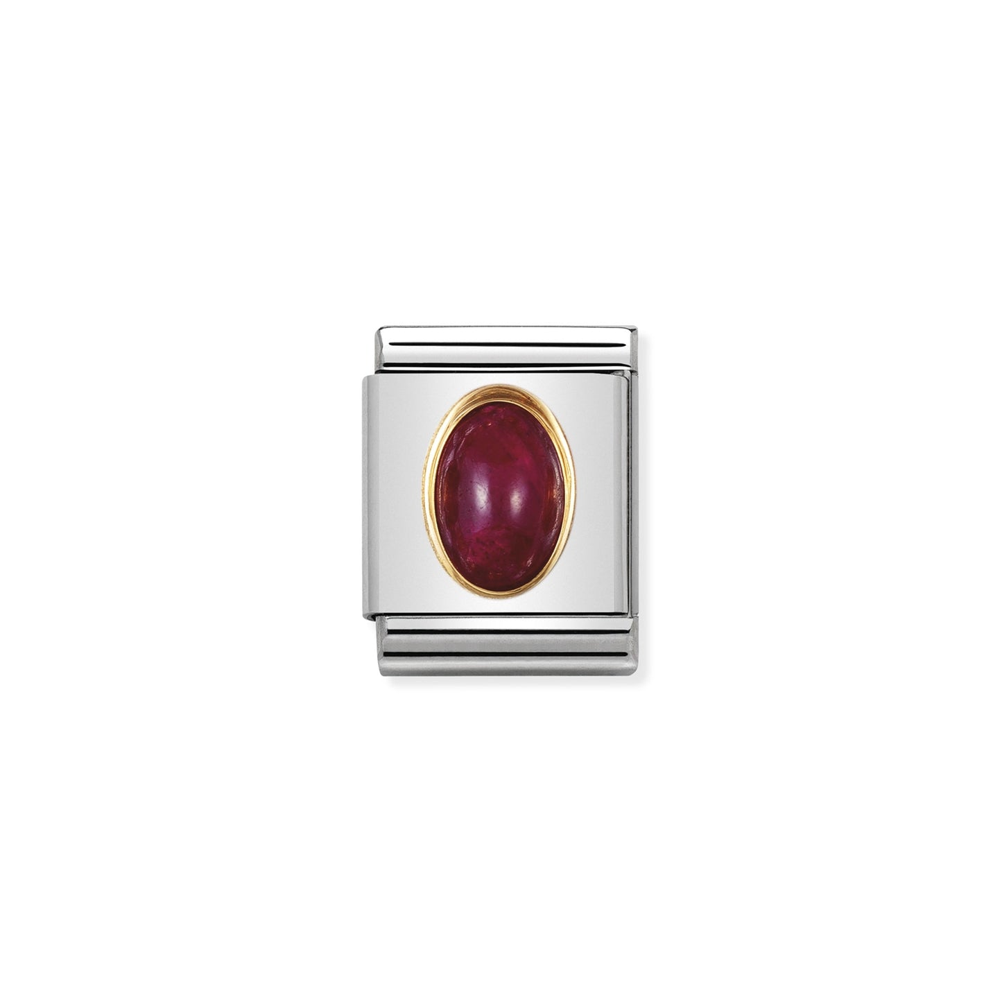 Composable Big Dekoratif Link - Taşlar Oval - Yakut - (10 RUBY) 18K Altın