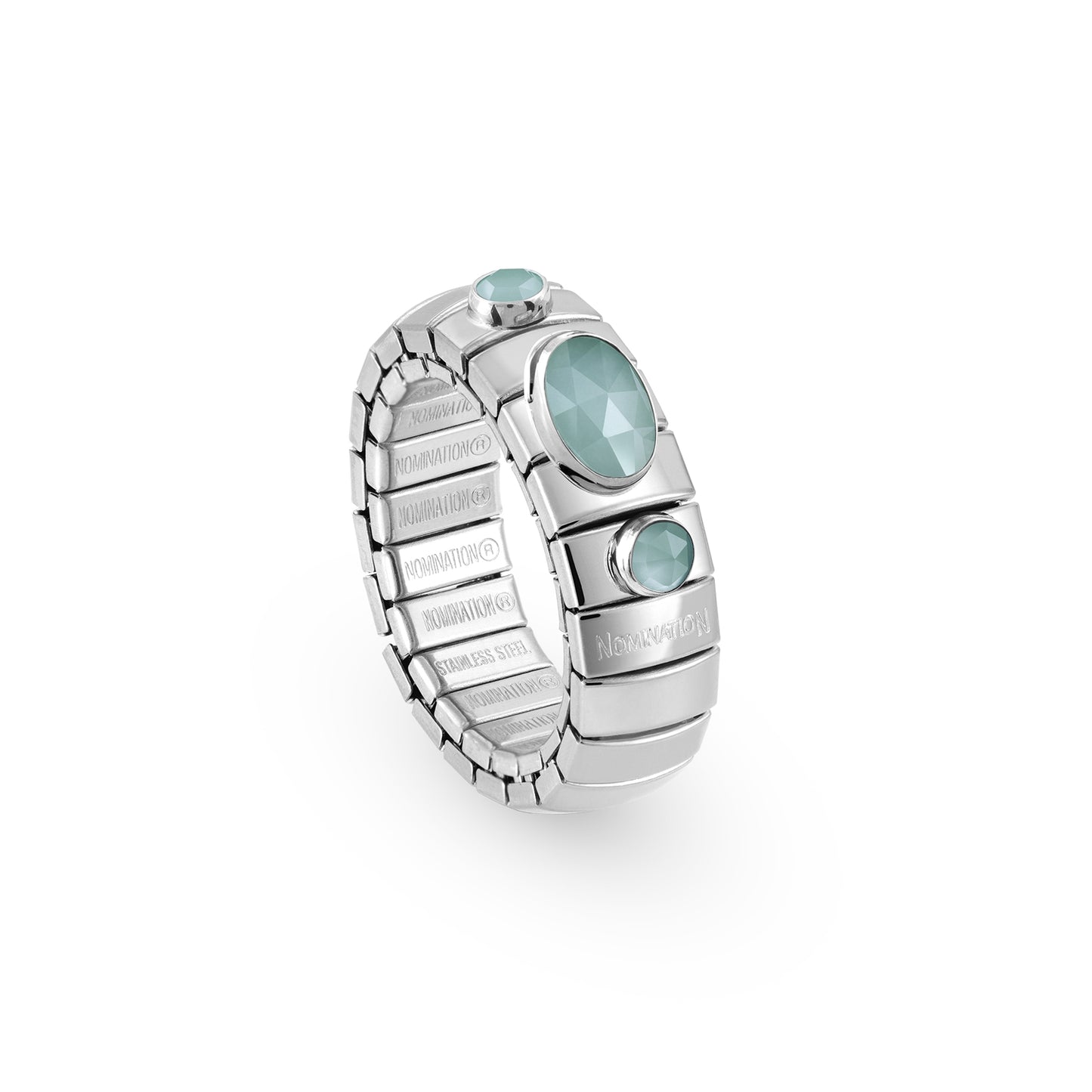 EXTENSION Yüzük in Paslanmaz Çelik - 925 sterling Gümüş Ve jade Sage