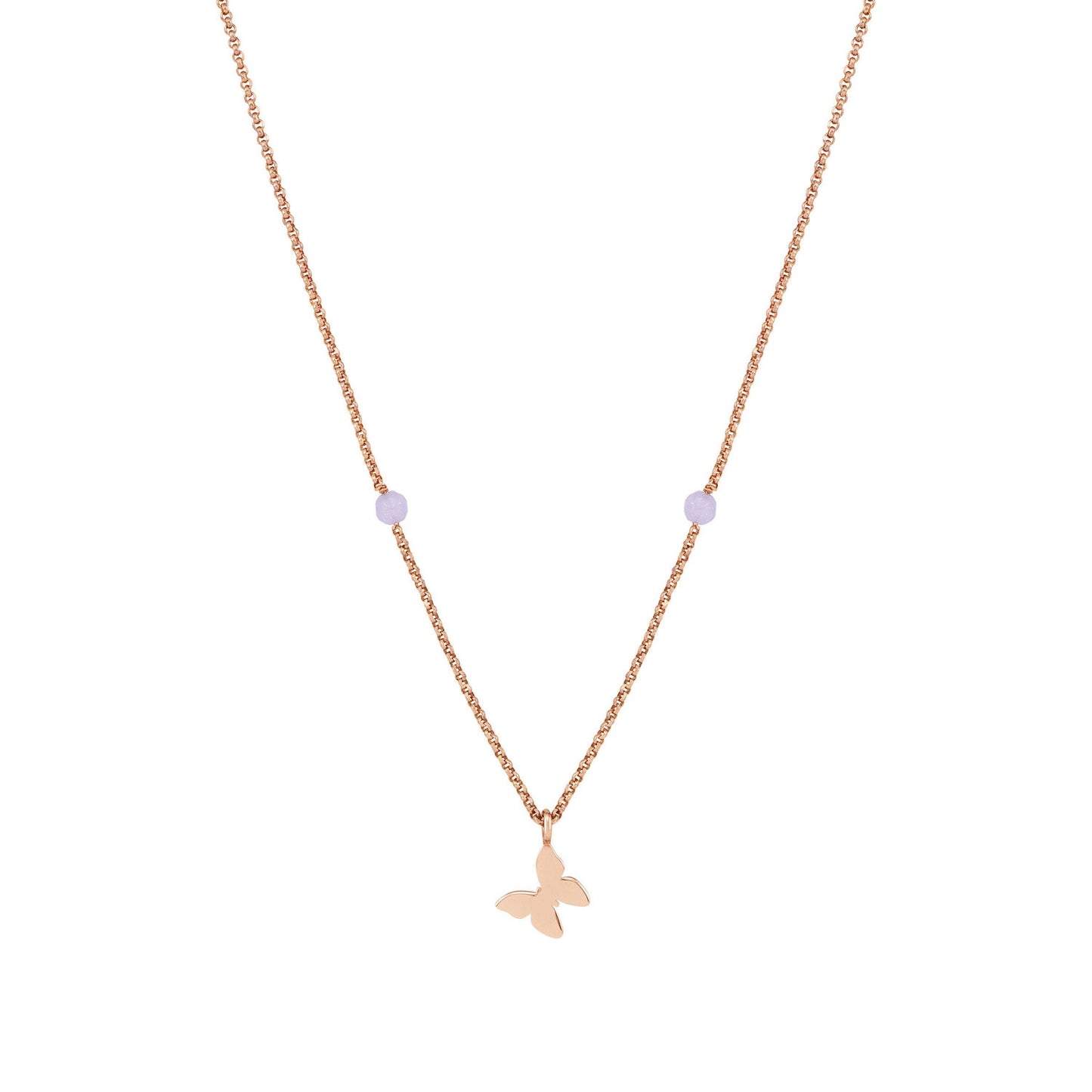 Bella - Kolye - Rose altın yüzgeci ile kelebek,