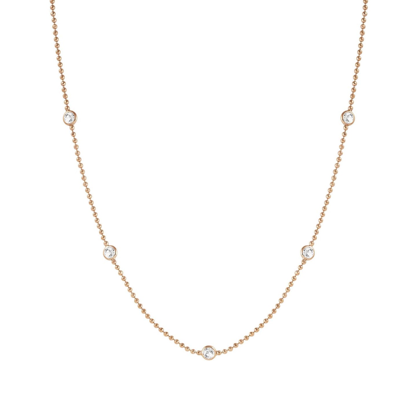 BELLA Kolye ed. BLOOM925 ayar Gümüş ve Kristal Pembe - Rose Altın Bitiş