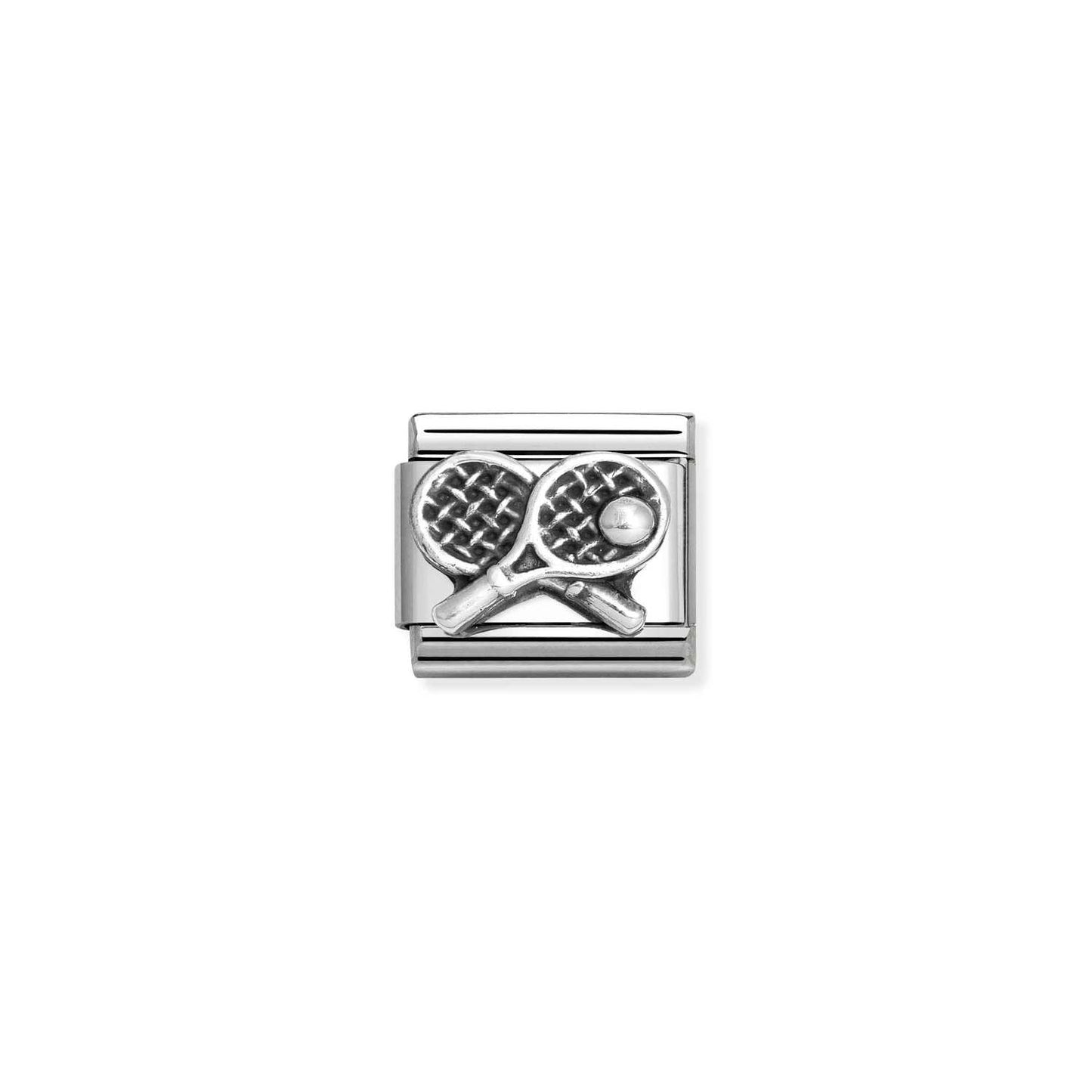 Composable Classic OXIDIZED SYMBOLS in st,steel and 925 sterling silver Tennis racket