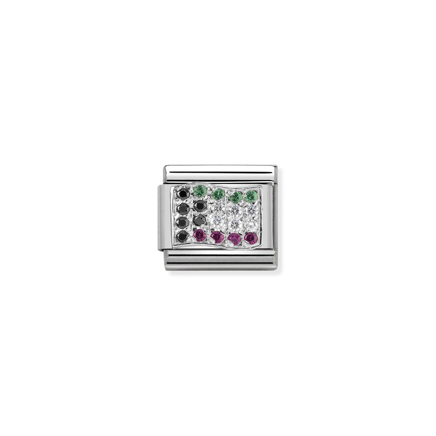 Composable Classic Dekoratif Link - Bayraklar - Kuveyt - (21 Kuwait) 925 Gümüş Zirkon