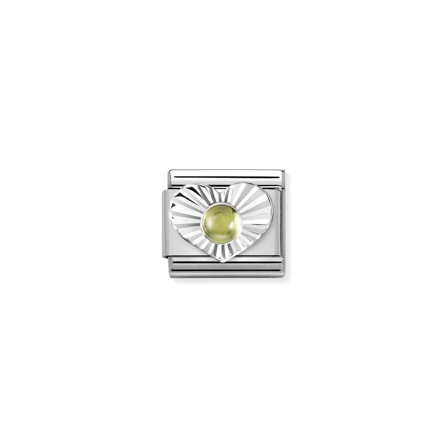 Composable Classic Dekoratif Link - Taşlar Kalp Elmas - Peridot - (36 PERIDOT) 925 Gümüş