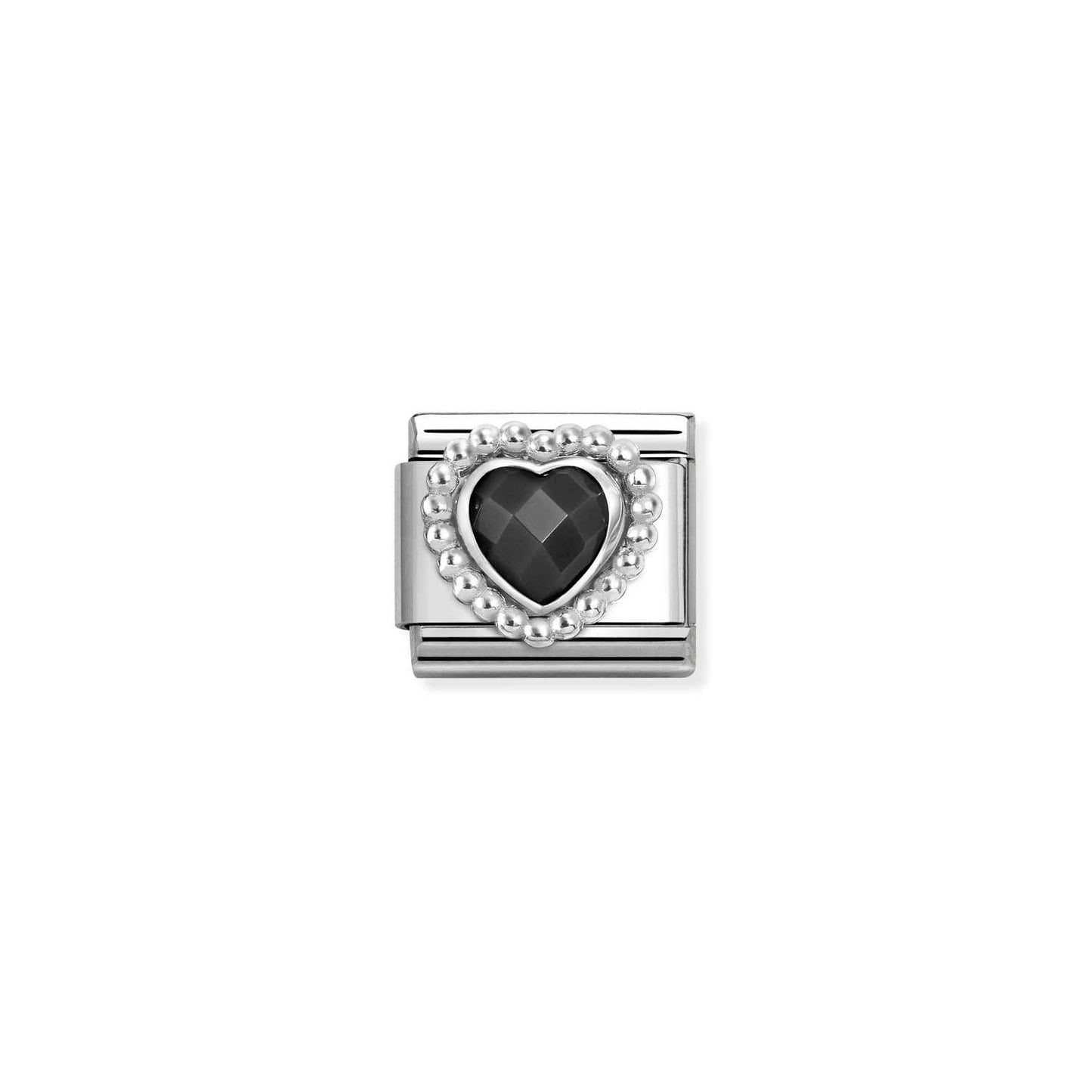 Composable CL FACETED CZ, steel with 925 sterling silver HEART with DOTS RICH SETTING