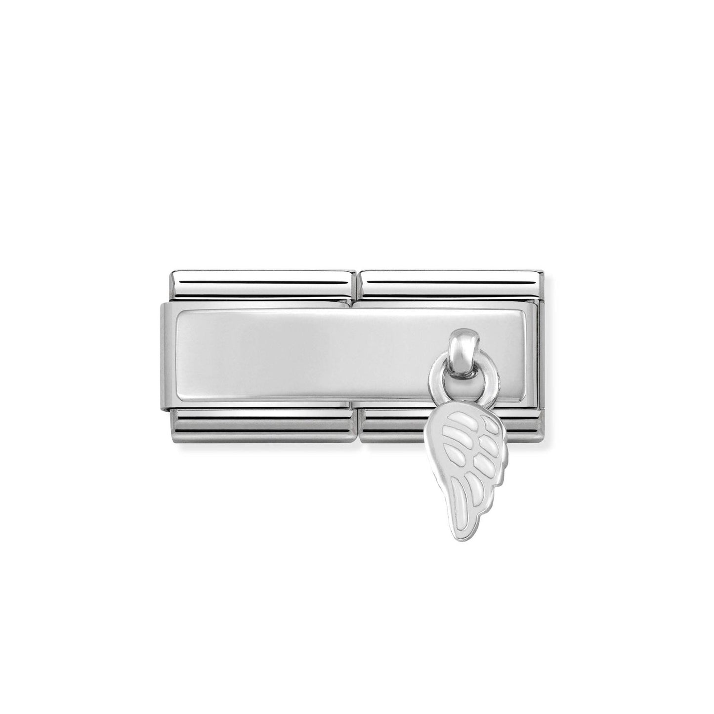 Composable Classic Dekoratif Charm - İkili Charm - Beyaz kanat - 925 Gümüş