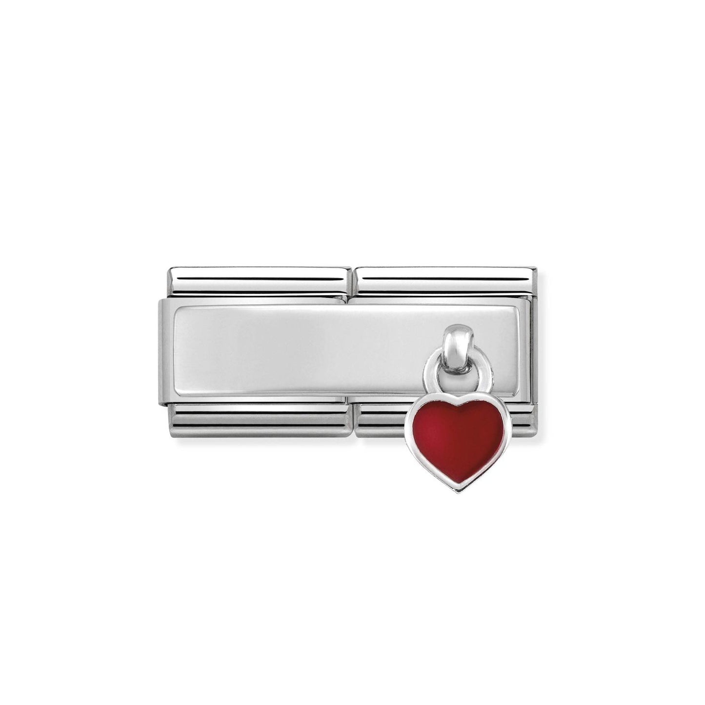 Composable Classic Dekoratif Charm - İkili Charm - kırmızı kalp - 925 Gümüş