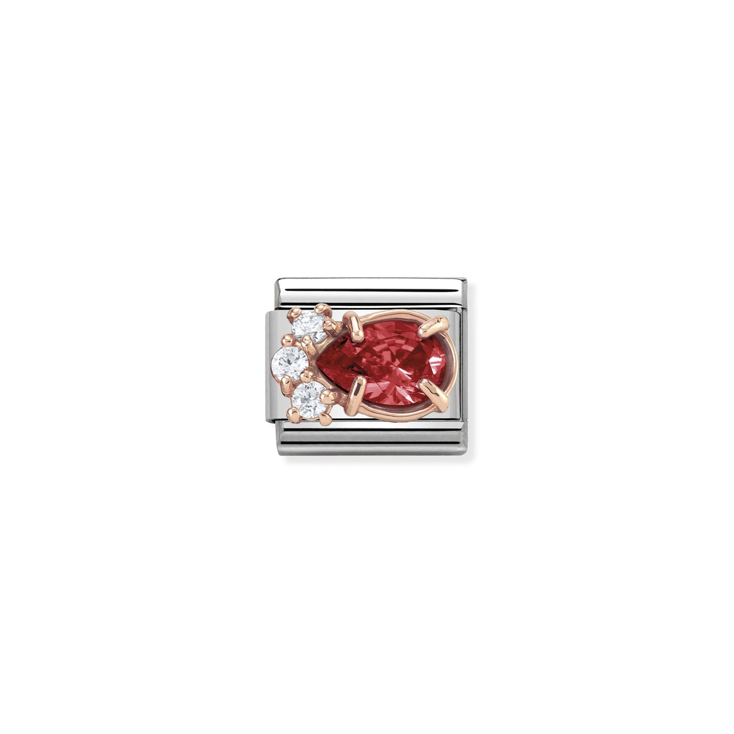 Composable Classic Dekoratif Link - Zirkon - Demet Damla - (02 Red Drop) 9K Rose Altın
