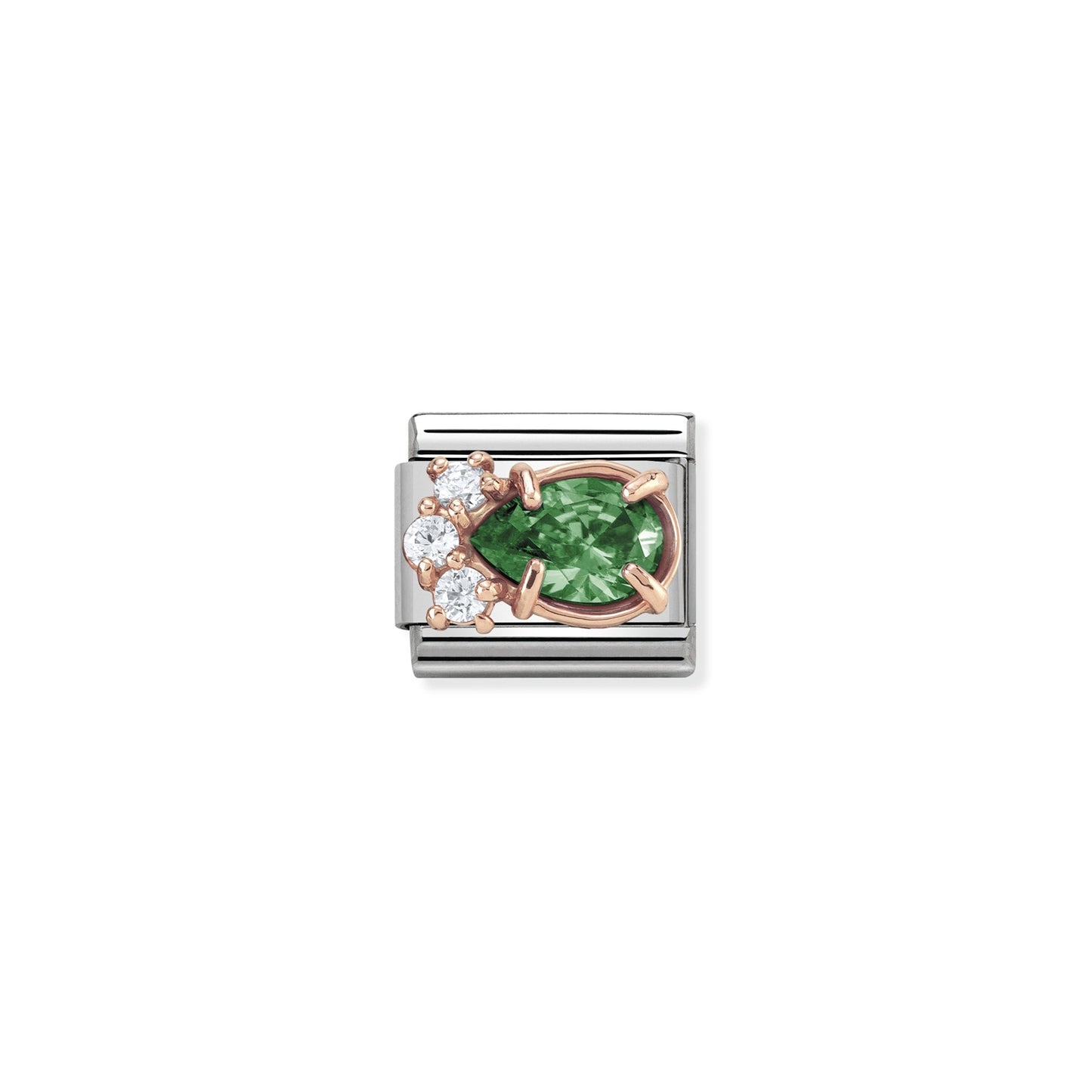 Composable Classic Dekoratif Link - Zirkon - Demet Damla - (03 Green Drop) 9K Rose Altın