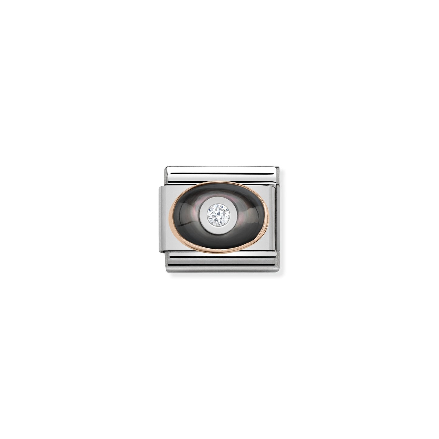 Composable Classic Dekoratif Link - Taşlar Oval - İnci Tanesi - 9K Rose Altın