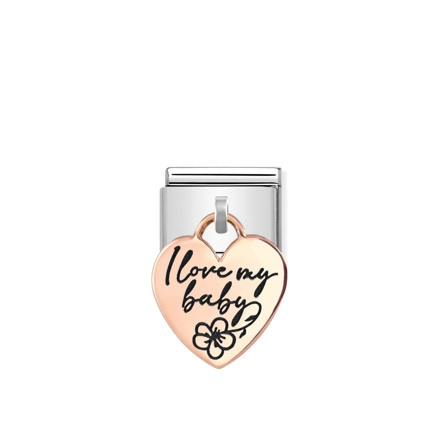 Composable Classic Dekoratif Charm - Charm Plakalar - Bebeğimi seviyorum - 9K Rose Altın
