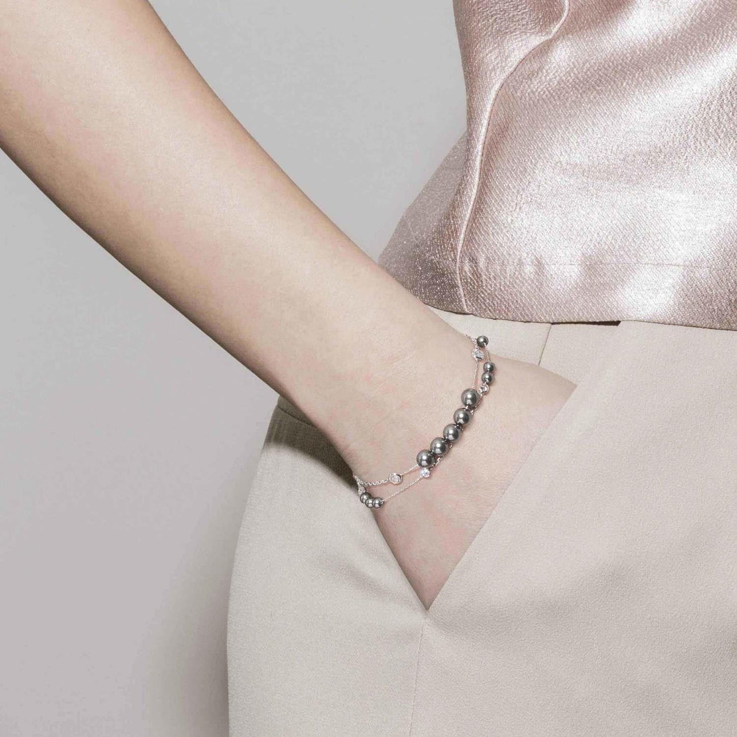 Bella - Bileklik - Gri inci