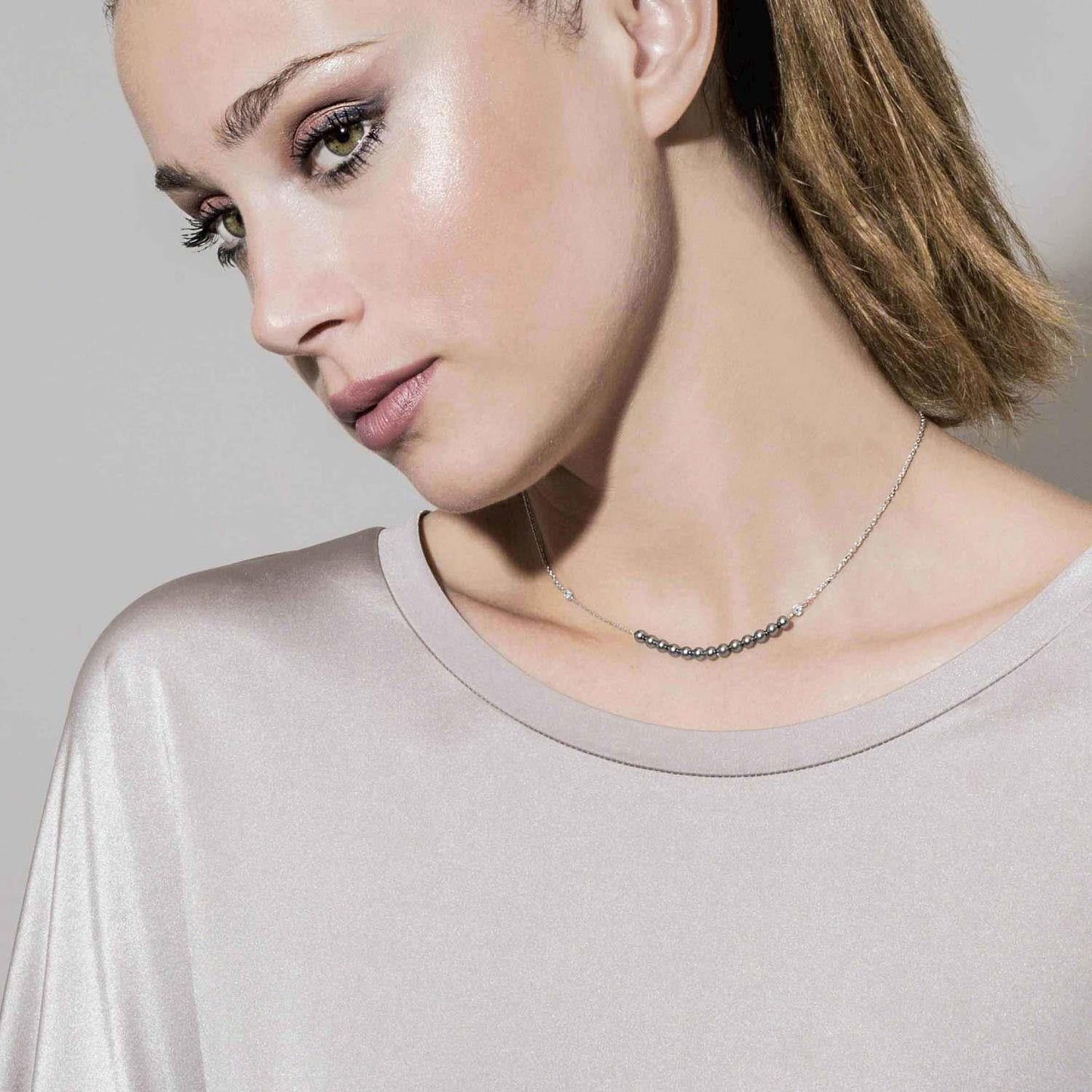 Bella - Kolye - Gri inci