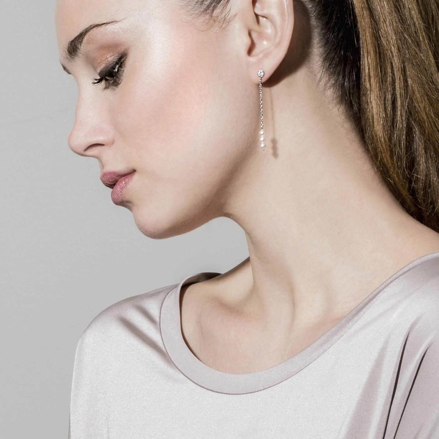 Bella - Küpe - Gri inci