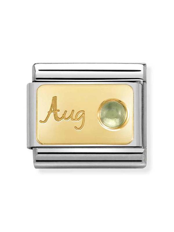 Composable Classic Dekoratif Link - Ay Taşları - Ağustos Peridot - 18K Altın