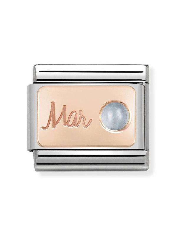 Composable Classic Dekoratif Link - Ay Taşları - Mart Aquamarine - 9K Rose Altın