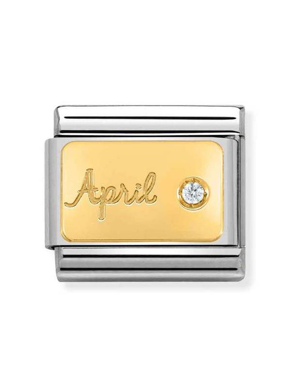 Composable Classic Dekoratif Link - Ay Taşları - Nisan Diamond - 18K Altın