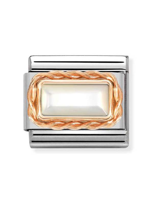 Composable Classic Dekoratif Link - Baget Taş - Beyaz İnci - 9K Rose Altın