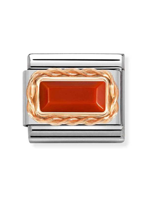 Composable Classic Dekoratif Link - Baget Taş - Kırmızı mercan - 9K Rose Altın