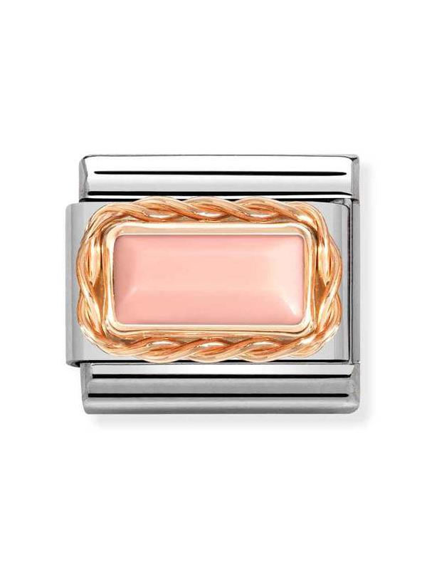 Composable Classic Dekoratif Link - Baget Taş - Pembe mercan - 9K Rose Altın