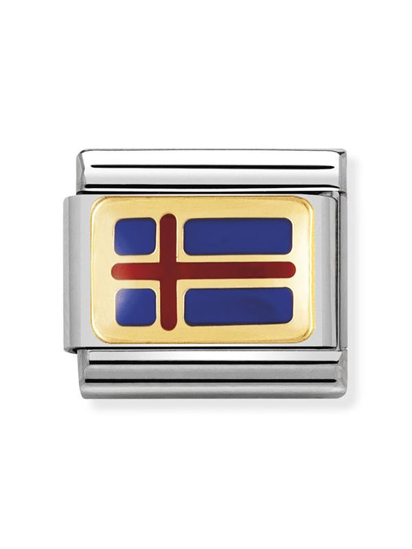 Composable Classic Dekoratif Link - Bayraklar Avrupa - İZLANDA - (31 ICELAND) 18K Altın