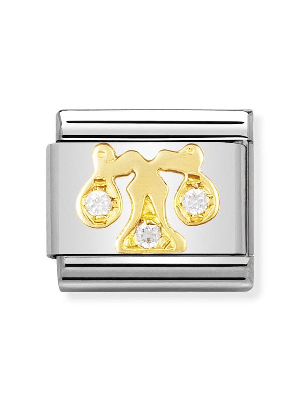 Composable Classic Dekoratif Link - Burçlar CZ - Terazi Burcu - 18K Altın Zirkon