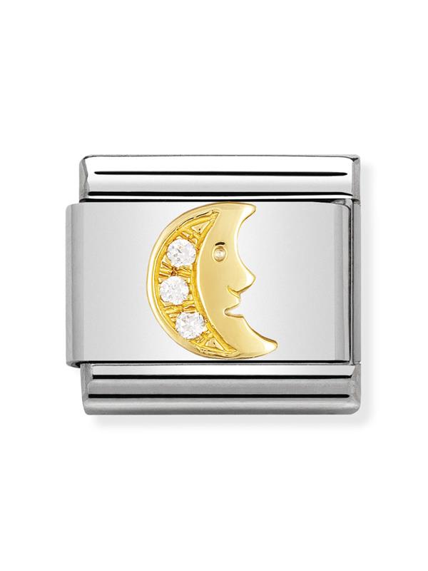 Composable Classic Dekoratif Link - Eğlence - Beyaz ay - (11 White moon) 18K Altın Zirkon