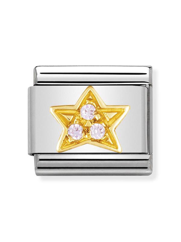 Composable Classic Dekoratif Link - Eğlence - Pembe yıldız - 18K Altın Zirkon