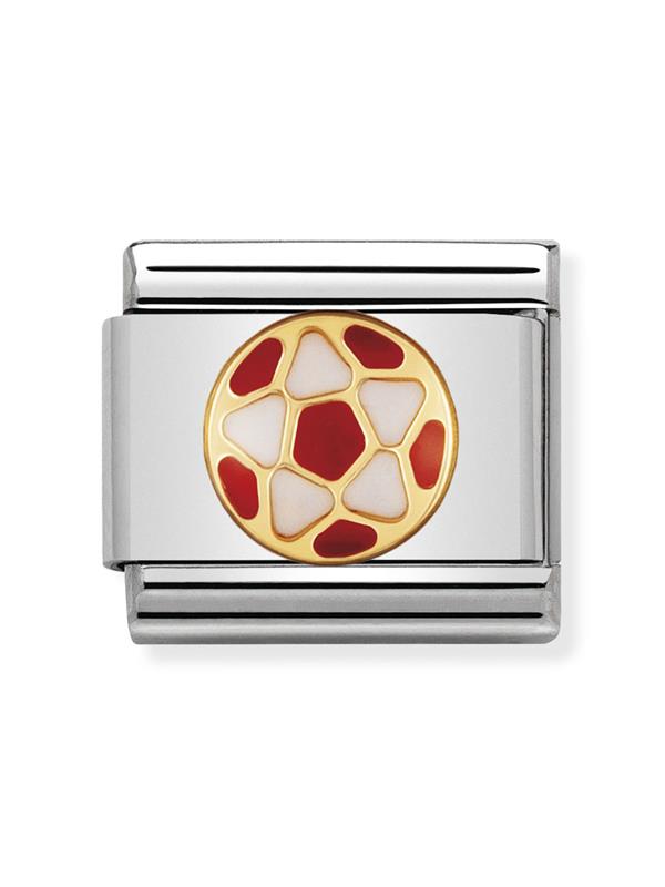 Composable Classic Dekoratif Link - Futbol İtalyan - Beyaz kırmızı top - 18K Altın
