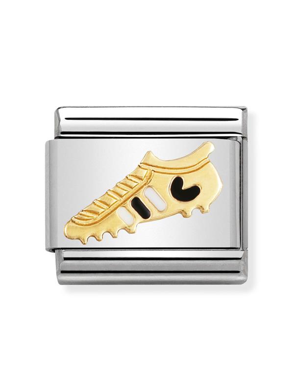Composable Classic Dekoratif Link - Futbol İtalyan - Beyaz Siyah Krampon - 18K Altın
