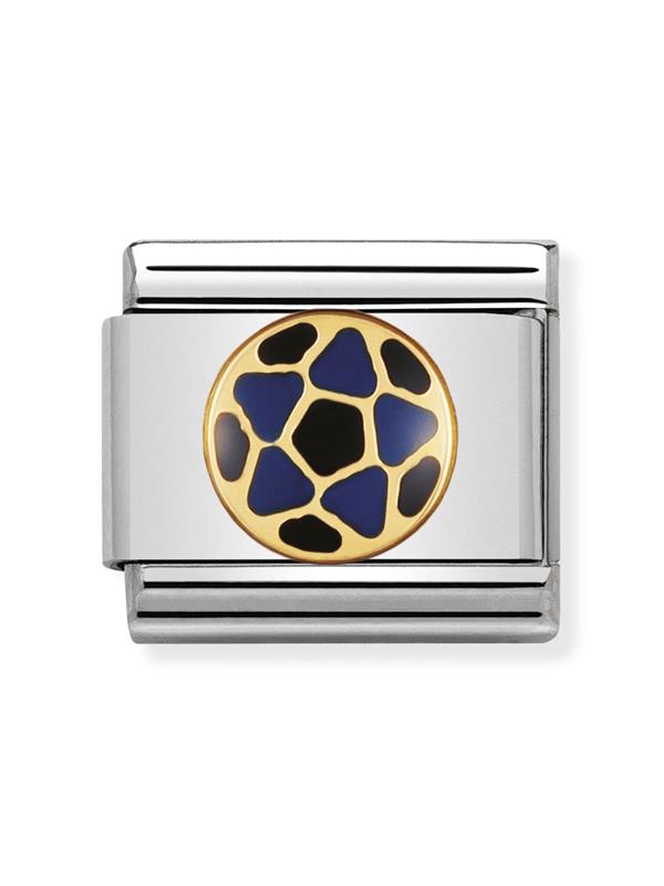 Composable Classic Dekoratif Link - Futbol İtalyan - Siyah açık mavi top - 18K Altın