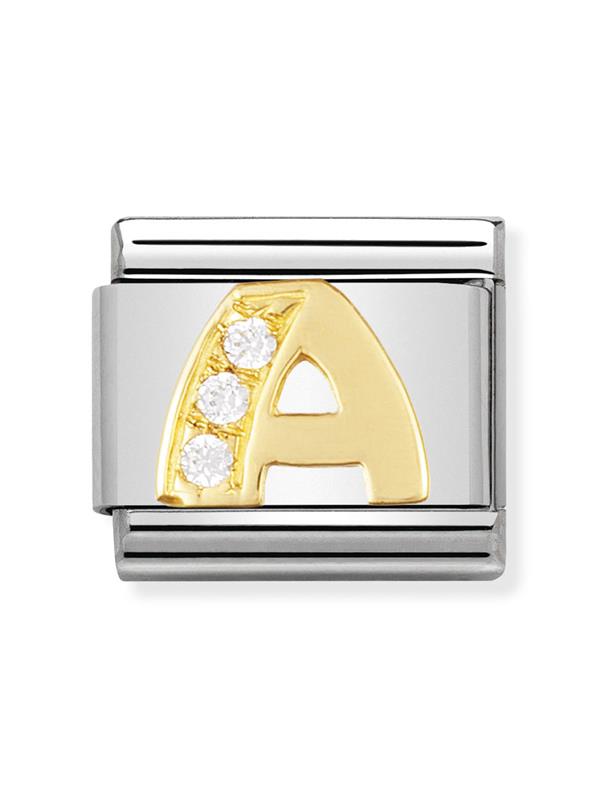 Composable Classic Dekoratif Link - Harfler CZ - A - (01 A) 18K Altın Zirkon