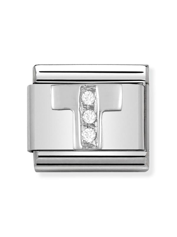 Composable Classic Dekoratif Link - Harfler CZ - T - (20 T) 925 Gümüş Zirkon