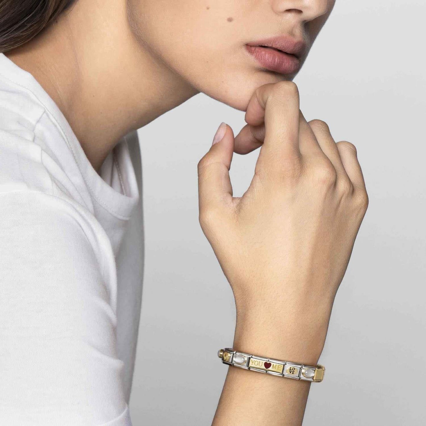 Composable Classic Dekoratif Link - İkili Gravür - Neyi seviyorsan onu yap - 18K Altın