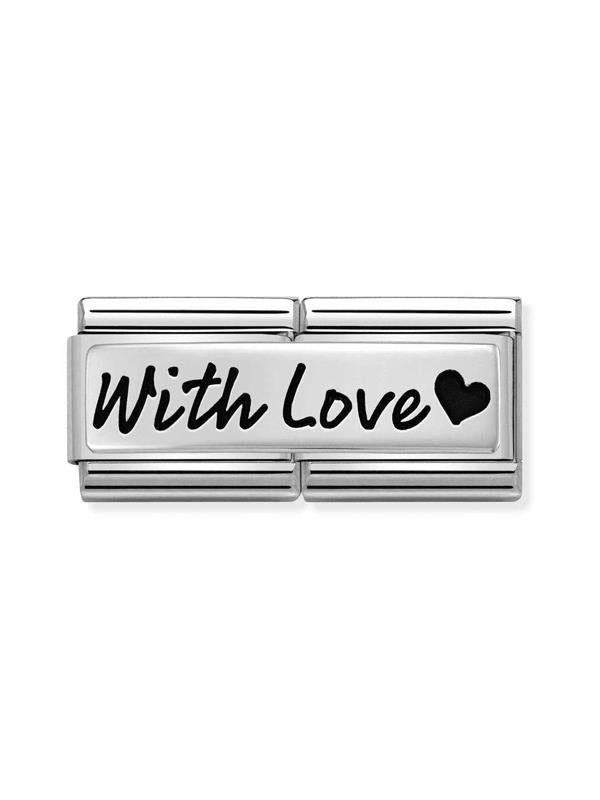 Composable Classic Dekoratif Link - İkili Gravür - Sevgi ile - (29 With Love) 925 Gümüş