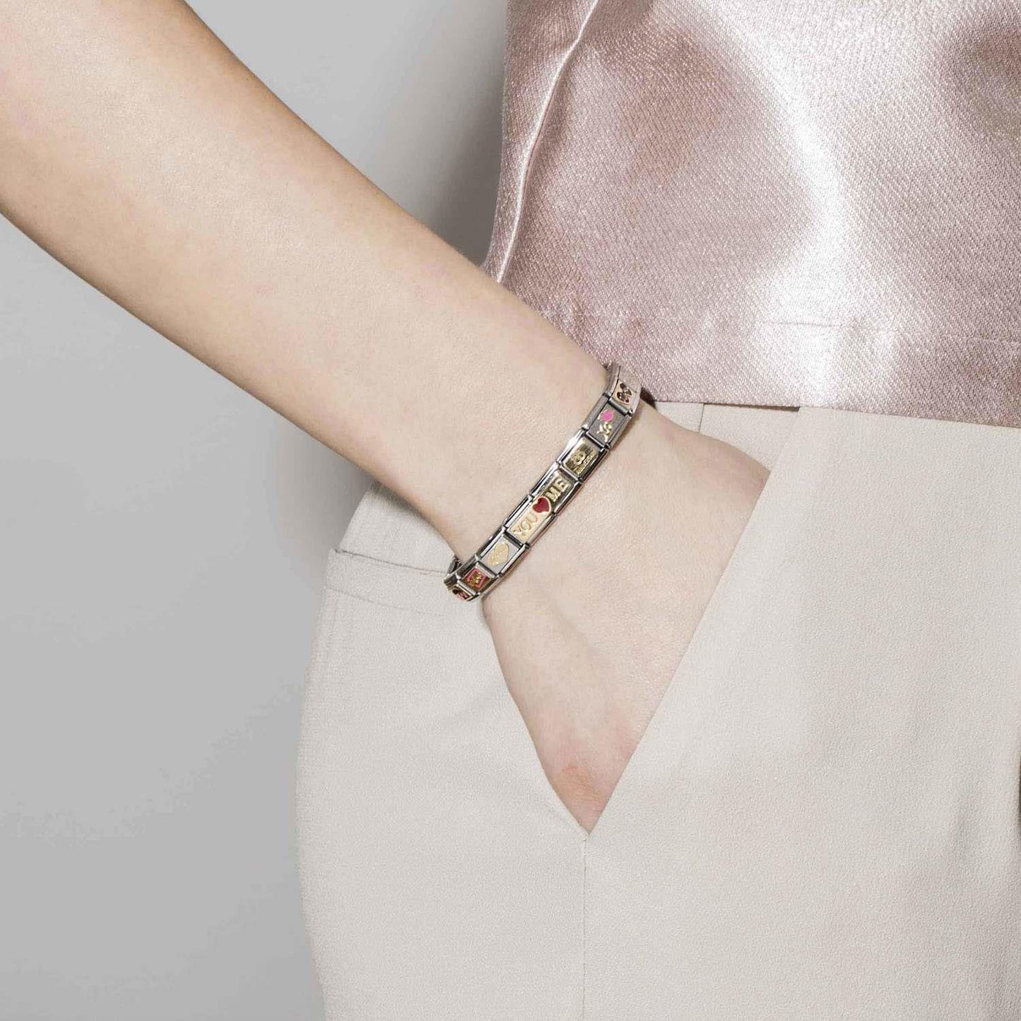 Composable Classic Dekoratif Link - İkili Gravür - Sonsuzluğum - 18K Altın