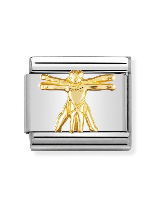 Composable Classic Dekoratif Link - Kabartma - Vitruvius Adamı - 18K Altın