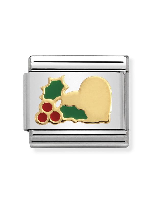 Composable Classic Dekoratif Link - Noel - Çobanpüskülü ve Kalp - 18K Altın