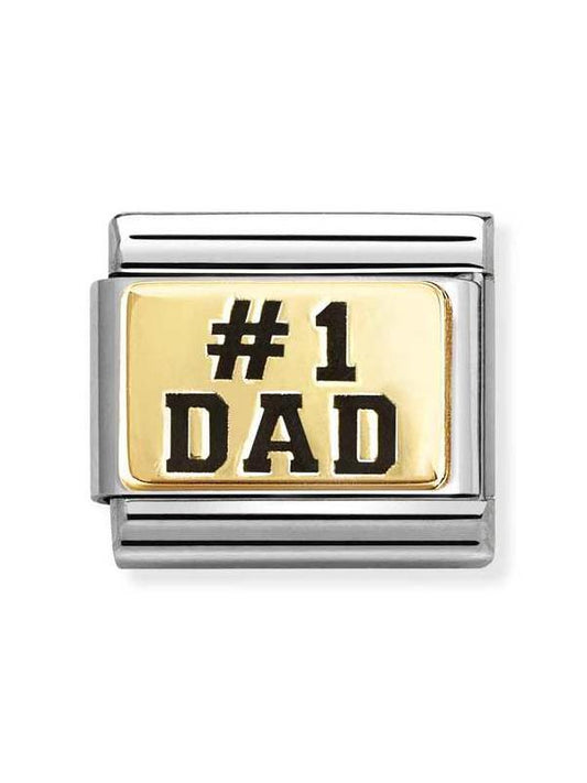 Composable Classic Dekoratif Link - Plakalar Mesajlar - 1 Numara Baba - 18K Altın