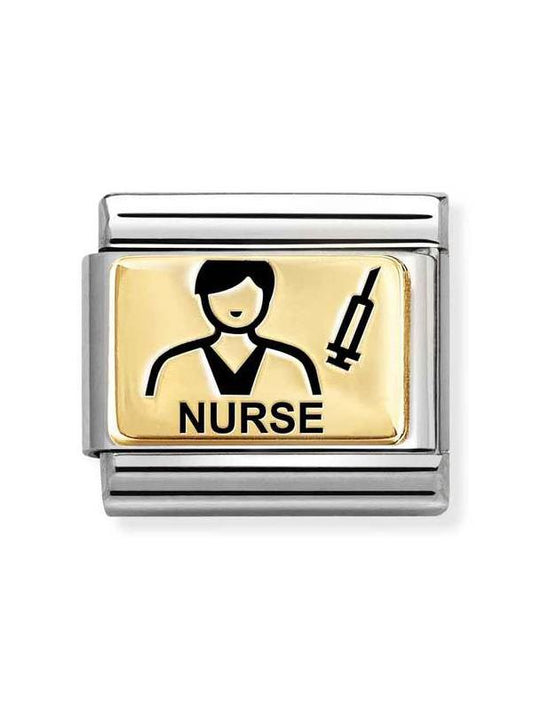 Composable Classic Dekoratif Link - Plakalar Mesajlar - Hemşire Erkek - 18K Altın