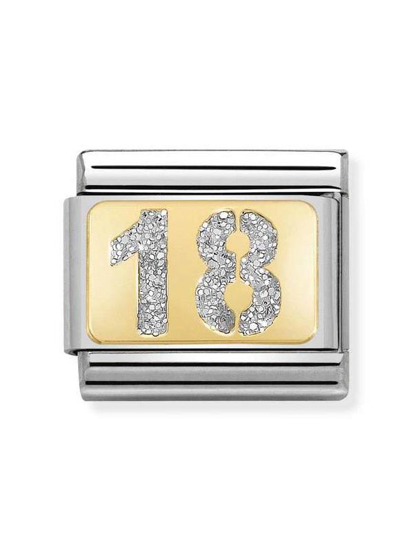 Composable Classic Dekoratif Link - Plakalar Pırıltılı Sayılar - 18 gümüş - 18K Altın