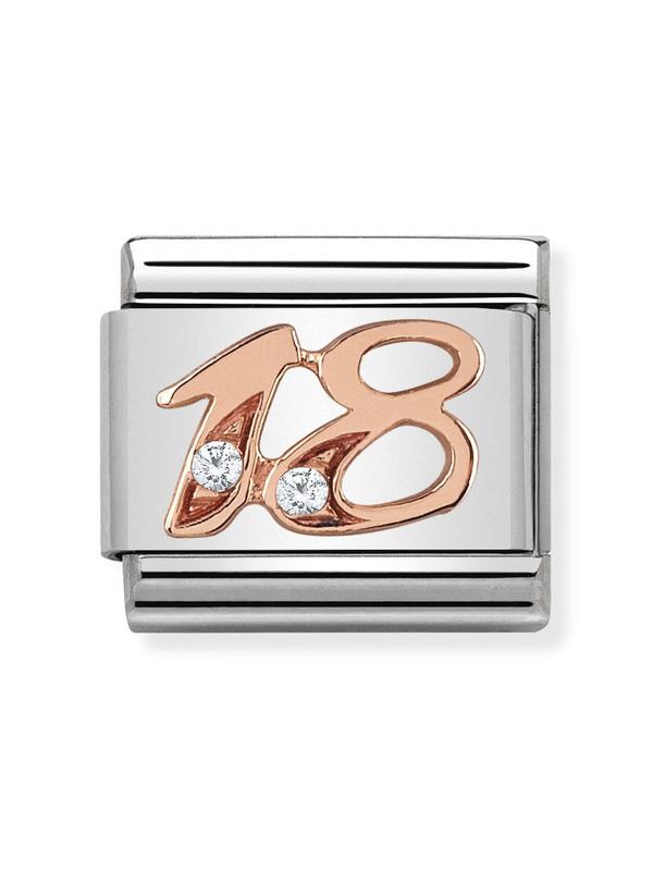 Composable Classic Dekoratif Link - Sayılar - 18 - (18 18) 9K Rose Altın Zirkon