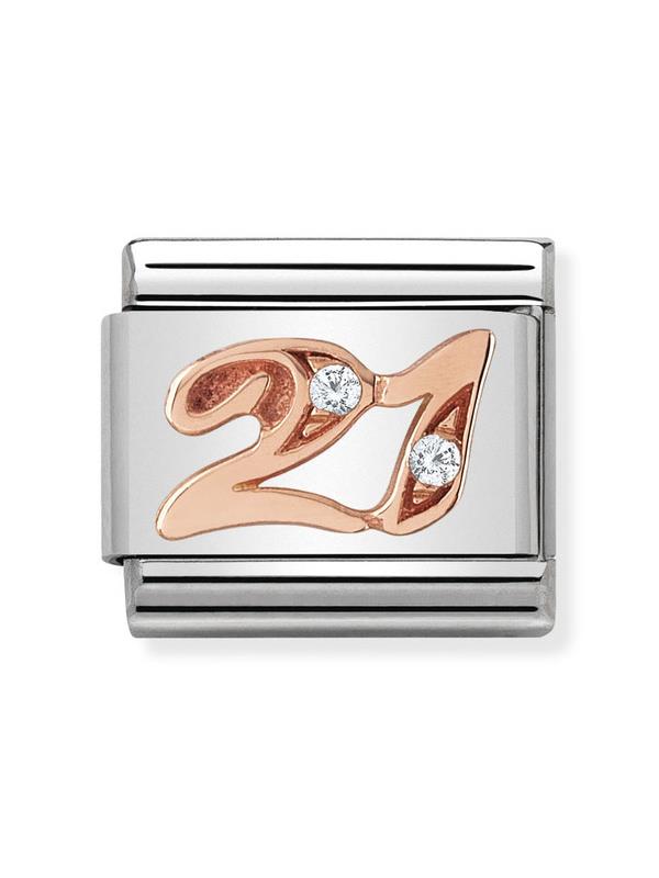 Composable Classic Dekoratif Link - Sayılar - 21 - (21 21) 9K Rose Altın Zirkon