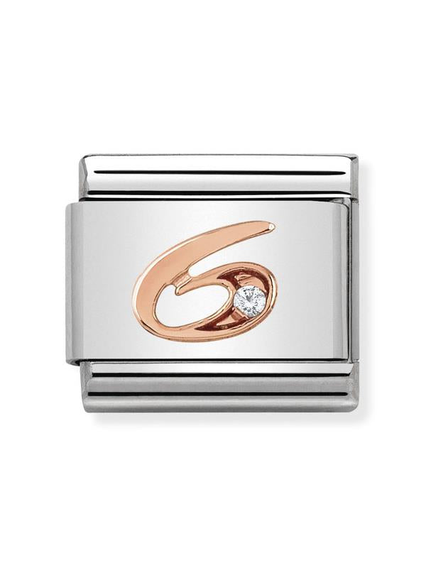 Composable Classic Dekoratif Link - Sayılar - 6 - (06 6) 9K Rose Altın Zirkon