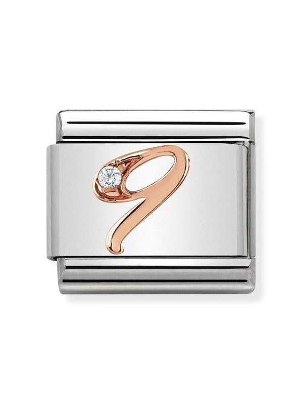 Composable Classic Dekoratif Link - Sayılar - 9 - (09 9) 9K Rose Altın Zirkon